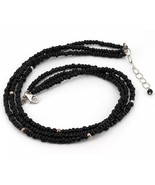 Retired Silpada Sterling Silver 3 Strand Black Glass Beaded Necklace N1500 - £19.55 GBP