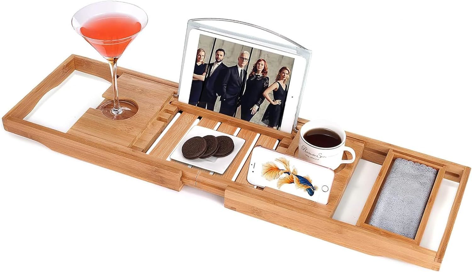 Utoplike Bamboo Bathtub Caddy Tray Bath Tray For Tub, Adjustable Bathroom - $46.92