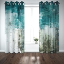 Teal Blackout Curtains Tomwish Farmhouse Window Curtains Abstract Art Painting - £72.72 GBP