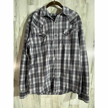 Moonshine Spirit Brad Paisley Grey Plaid Shirt Size Large Pearl Snap - $17.29