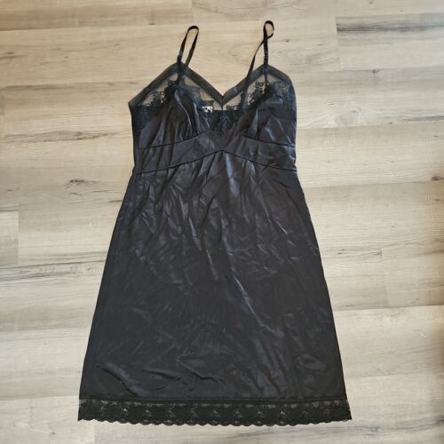 Primary image for Vtg Sliperfection Black nylon & lace full slip Sz 38 Made In The USA