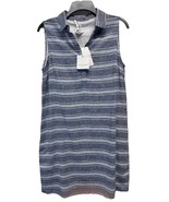 Beach Lunch Lounge Oxford Blue Linens Dress Sleeveless w Pockets NEW Size M - $37.99 CAD
