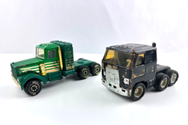 (2) Vintage Tractor Trailer Trucks - Green Kenworth Tonka - Black Mac Buddy L GC - $19.79