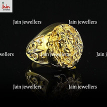18 Kt, 22 Kt Hallmark Real Solid Yellow Gold Lion Head Signet Men Ring 9 - 26 Gm - £1,523.21 GBP+