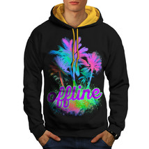 Wellcoda Palm Hawaii Sunny Mens Contrast Hoodie, Vacation Casual Jumper - £31.46 GBP