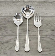 WM Rogers & Sons Enchanted Rose Serving Set -  Serving Spoons & Cold Meat Fork - £15.42 GBP