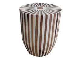 Amazing Round Table, Unique Wooden Piece of Art Coffee End Table, Brown &amp; White  - £393.45 GBP