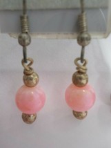 Opaque Pink Glass Sphere Beads Dangle Earrings Hook Youth Tween Fashion Jewelry - £11.95 GBP