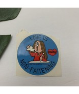 Vintage Cathy Love is Non Fattening Sticker 1982 Blue Round Cartoon - $181.90 MXN