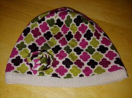 Vera Bradley &quot;Hello Dahlia&quot; SILK/CASHMERE Blend Ladies Thin Knit Hat W/ROSETTE - £8.02 GBP