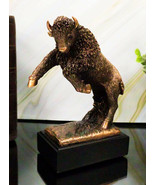 Rustic Southwestern Prancing American Bison Buffalo Bull Figurine With Base - $47.83 CAD