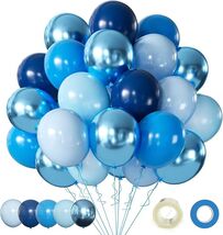 Blue Balloons Metallic Blue Balloon, 60Pcs 12Inch Chrome Blue Balloons Kit - $16.43