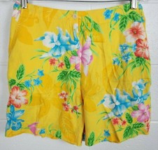 Ralph Lauren Womens Yellow Linen Hawaiian Floral Cabana Wear Shorts 10P - £15.60 GBP