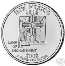 2008-D Neu Mexico Brilliant UNC Staat Quarter ~ Gratis Schiff - £2.46 GBP