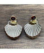 Vintage Sterling Silver Amber Gold Accents Clip One Earrings Jewelry KG JD - $34.23 CAD