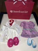 American Girl Doll Spa Bath Robe &amp; Slippers Hotel Set &amp; Knit Dress with Flats - £27.22 GBP