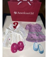 American Girl Doll Spa Bath Robe &amp; Slippers Hotel Set &amp; Knit Dress with ... - £27.25 GBP