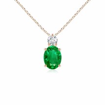 ANGARA 8x6mm Oval Emerald Solitaire Pendant with Diam... - £2,455.87 GBP