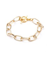 Charm Bracelet Blank Gold Aluminum Link Chain Paperclip Chain 7 1/4&quot; Toggle - €4,24 EUR