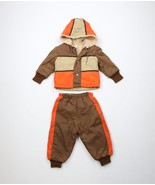 Vtg 70s 80s Boys Toddler 2T  Deep Pile Fleece Lined Quilted 2 Piece Snow... - $1,289.35 MXN