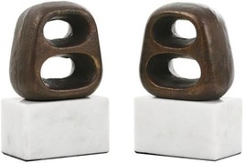 Bookends Bookend BUNGALOW 5 DELPHI Modern Contemporary White Base Bronze Pair - £231.01 GBP