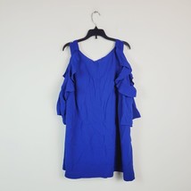 City Chic Womens Plus Large 20 Electric Blue Cold Shoulder Ruffle Top NWT AP65 - £27.09 GBP