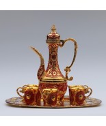 8pc. Beautiful 12&quot; Plate Gold &amp; Red Color Metal Wine/Tea/Coffee Set ! - $341.91 CAD