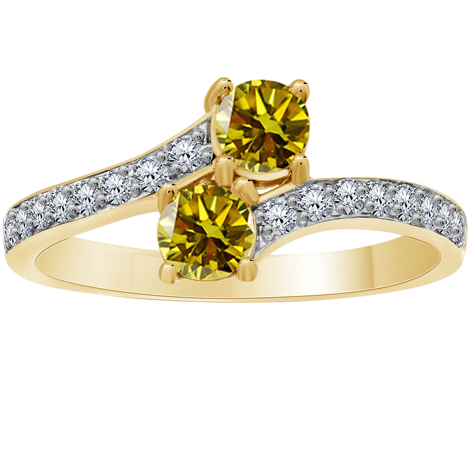 1 Ct Citrine & Diamond 925 Silver Forever Us Two Stone Ring 14k Yellow Gold Fn  - $65.79