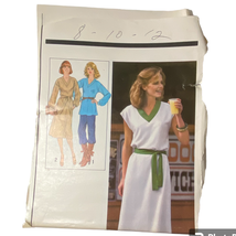 1980s Simplicity 8570 Misses Pullover Dress Tunic Belt 8 - 12 Knits Cotton  - £7.90 GBP