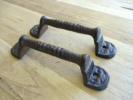 2 Cast Iron RUSTIC Barn Handle Gate Pull Shed Door Handles Fancy Drawer Pulls  - $14.99