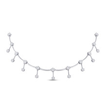 14k White Gold Round Diamond Flower Cluster Fashion Necklace 3-1/12 Ctw - £2,456.28 GBP