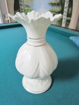 Bellek  vase flower design touches of pink,  8 1/4&quot; tall, brown  mark - $46.52