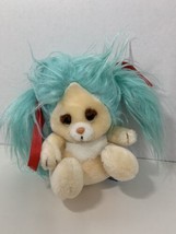 Mattel Emotions plush vintage blue hair cream white brown eyebrows pink nose - $15.58