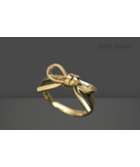 Sparkling Bow Ring, 18K Gold Finish, 925 Sterling Silver Ring, Cute Ribbon  - $856.77 MXN