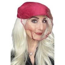 40s Womens Red Dark Pink Veiled  Hat WW2 Razooks Plaza Hotel Guernsey Pie - $43.66
