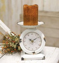 Farmhouse small Scale Clock in distressed white metal - £23.58 GBP