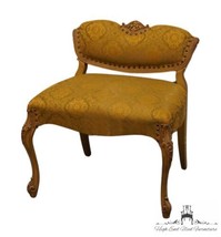 Vintage Antique Louis Xv French Provincial Style Yellow Cream Vanity Stool - £477.87 GBP