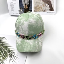 Personality Diamond-Encrusted Chain Cap Spring And Autumn Tie Dyed Baseball Cap  - £14.17 GBP