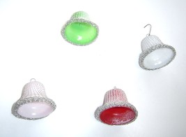  Vintage Silver Mesh Covered  Christmas Bell Ornaments Lot of Four - £18.42 GBP