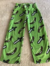 Minecraft Boys Green Swords Bows Fleece Pajama Pants 4-5 - £5.36 GBP