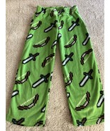 Minecraft Boys Green Swords Bows Fleece Pajama Pants 4-5 - £5.41 GBP