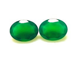 Natural Green Onyx Gemstone Oval Shape Faceted Cut Gemstone Loose Gemsto... - $206.21 MXN
