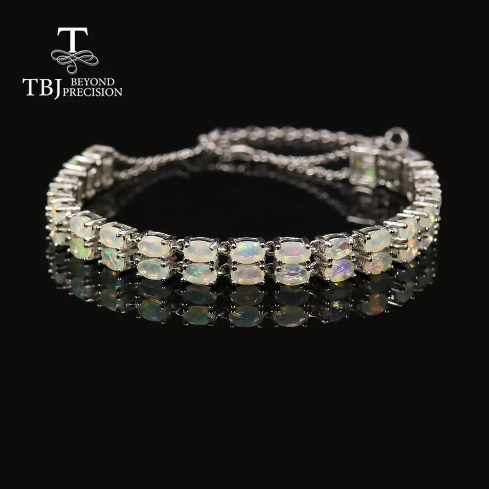 Natural Ethiopian Opal bracelet cut oval 3*5mm gemstone 925 sterling silver fine - £202.50 GBP