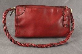 Designer Purse Dark Red &amp; Black Leather RELIC Shoulder Handbag Twist Strap - £19.69 GBP