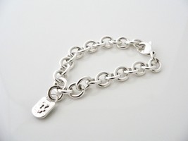Tiffany &amp; Co Key Keyhole Padlock Bracelet Charm Chain Silver Pouch Clasp 7.25 In - £370.87 GBP