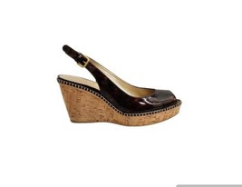 Stuart Weitzman Riveria Patent Leather Wedges Platform Peep Toe Tortoise... - £75.17 GBP