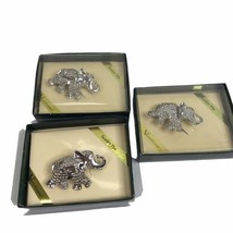 Vtg Lot Vendome Elephant Scatter Pin Brooch original boxes trunk up rhinestone - £23.32 GBP