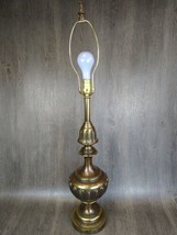 60s Heavy Brass Table Lamp 38&quot; Marbled Copper Effect Urn/Column Unique Stiffel? - £118.69 GBP