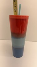 New Starbucks 2021 Summer Red Aqua Blue Trio Wave 24oz Cold Cup Venti tu... - $19.75