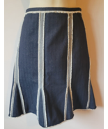 Etcetera Size 6 Blue Denim Skirt with Fringe Hem Detail - $34.99